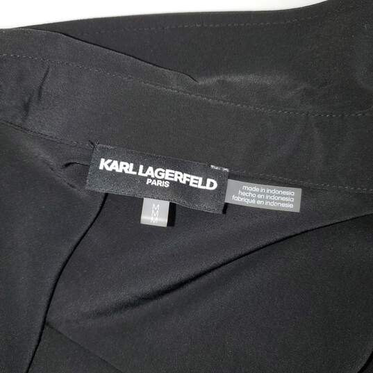 Karl Lagerfeld Paris Black Button Up Long Sleeve Shirt Size M image number 3