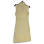 Womens Beige Knitted Sleeveless Shawl Collar Pullover Sweater Dress Size M image number 3