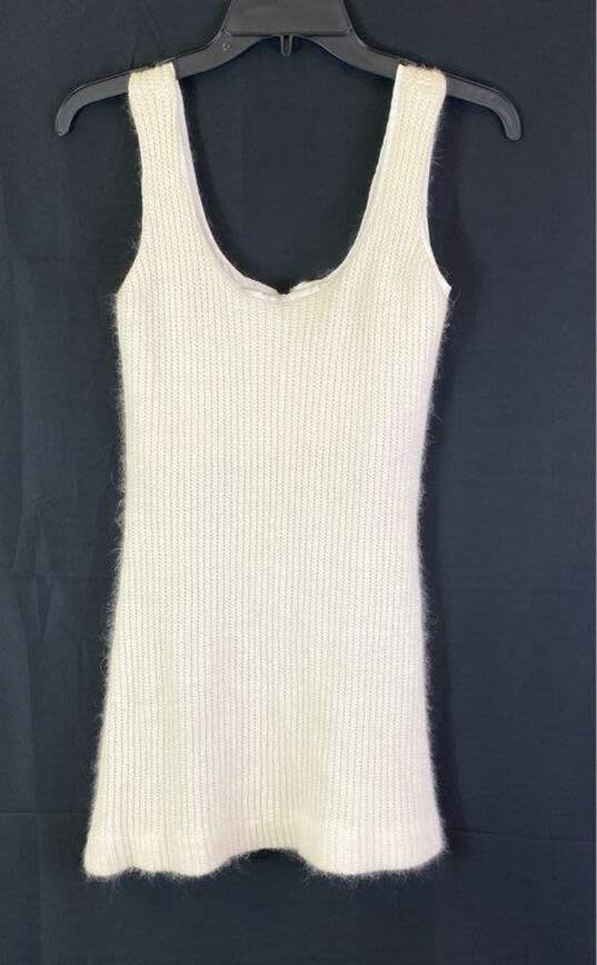 Joseph Magnin Womens Ivory Knitted Scoop Neck Sleeveless Mini Dress Size Medium image number 1