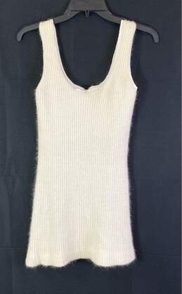 Joseph Magnin Womens Ivory Knitted Scoop Neck Sleeveless Mini Dress Size Medium