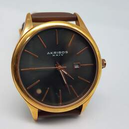 Akribos XXIV 42mm Analog Date Gold Tone Watch 60g