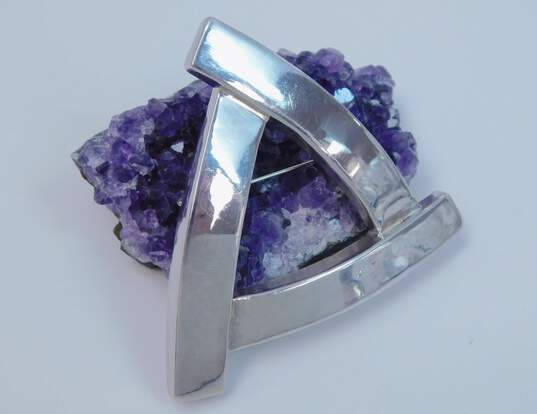 925 Sterling Silver Modernist Abstract Brooch image number 1