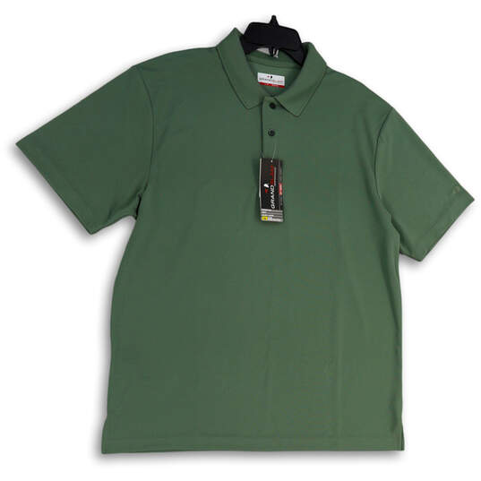 NWT Mens Green Short Sleeve Stretch Sun Protection Golf Polo Shirt Size L image number 1