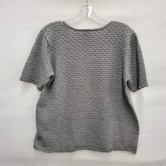 Eileen Fisher N.Y. WM's Grey Round Neck Merino Wool Blouse Size L image number 2