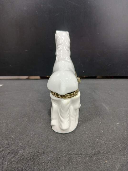 Vintage White Horse Pony Hinged Ceramic Trinket Box image number 2
