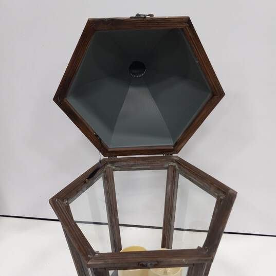 Wood & Galvanized Metal Battery-Operated Candle Lantern image number 2