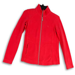 Womens Red Long Sleeve Mock Neck Regular Fit Pockets Full-Zip Jacket Sz XS