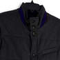 Mens Gray Welt Pocket Mock Neck Sleeveless Button Front Vest Size Large image number 3