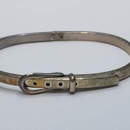 Mexico 925 Sterling Silver Belt Inspired 7in Bangle Bracelet 16.0g
