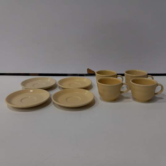 8PC Homer Laughlin Fiesta Yellow Cups & Saucers Bundle image number 1