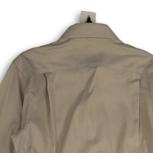 NWT Mens Beige Collared Long Sleeve Chest Pocket Dress Shirt Size 15 32/33 image number 4