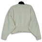 Womens Cream Long Sleeve Round Neck Fleece Pullover Sweatshirt Size Small image number 2