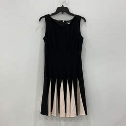 Womens Black Pink Sleeveless Round Neck Back Zip Skater A-Line Dress Size 6 alternative image