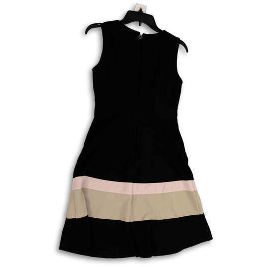 Womens Black Colorblock Sleeveless Back Zip Knee-Length A-Line Dress Size 4 image number 2
