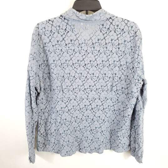 Michael Kors Women Blue Lace Button Up Shirt 1X image number 2