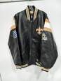NFL New Orleans Saints Themed Leather Bomber Style Jacket Size XL - NWT image number 1