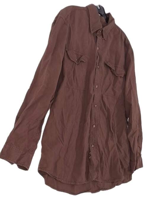 Carhartt Mens Brown Long Sleeve Flap Pocket Button Down Shirt Size XXL image number 2