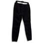 Womens Black Velvet Flat Front Pockets Skinny Leg Chino Pants Size 10 image number 2