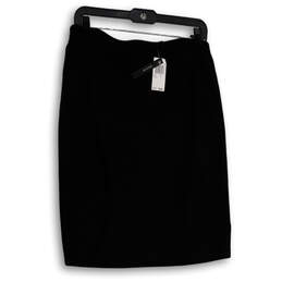 NWT Womens Black Flat Front Back Zip Classic Straight & Pencil Skirt Size 8