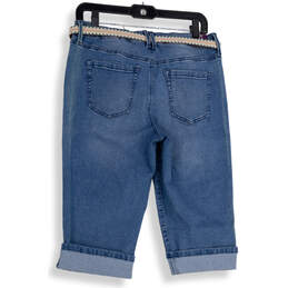 NWT Womens Blue Denim Medium Wash Belted Marnie Skimmer Capri Jeans Size 10 alternative image