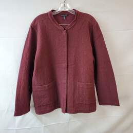 Size XL Women's Burgundy Cotton Snap Button Jacket