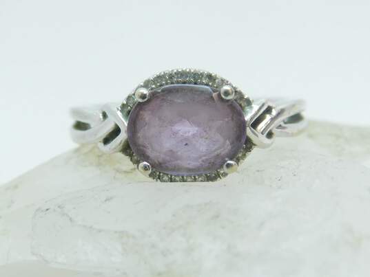 10K White Gold Amethyst & Diamond Accent Ring 3.3g image number 6