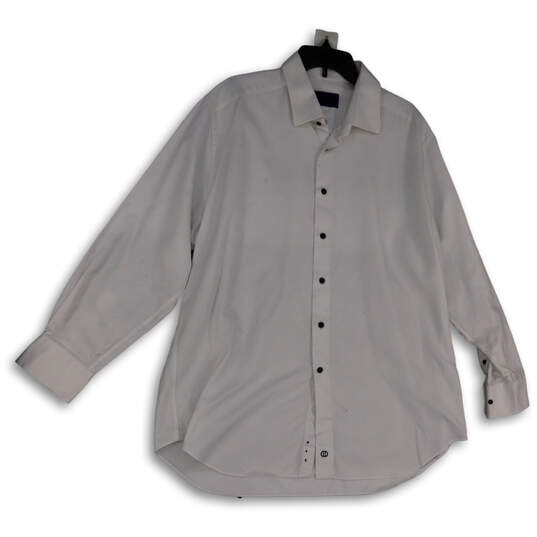 Mens White Long Sleeve Spread Collar Casual Button-Up Shirt Size 18 34/35 image number 1