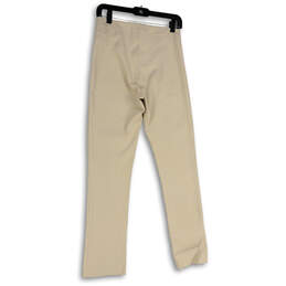 Womens Beige Flat Front Stretch Pull-On Straight Leg Ankle Pants Size 6 alternative image