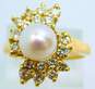 14KP Yellow Gold 0.80 CTTW Diamond & Cultured Pearl Cocktail Ring 5.6g image number 1
