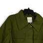 Womens Green Long Sleeve Pockets Collared Belted Full-Zip Jacket Size XL image number 3