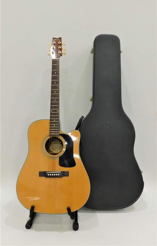 Washburn Brand D100CE Model Wooden Acoustic Electric Guitar w/ Hard Case image number 1