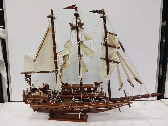 Vintage Pirate Ship Schooner Wooden Model Ship 33" image number 3