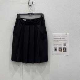 Armani Collezioni Womens Black Back-Zip Straight & Pencil Skirt Size 6 With COA