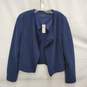 NWT Ann Taylor WM's Navy Blue Tweed Open Cropped Blazer w Fringe Trim Size M image number 1