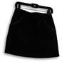 Womens Black Flat Front Pockets Back Zip Stretch Short A-Line Skirt Size 0 image number 2