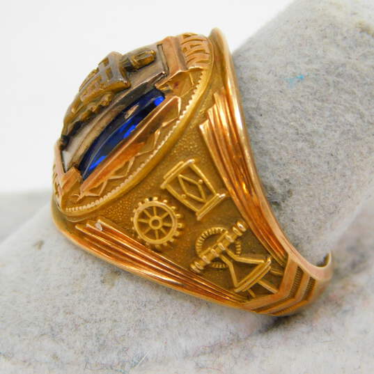 Vintage 10K Yellow Gold Spinel Class Ring 11.7g image number 1