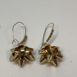 Designer Betsey Johnson Gold-Tone Bow Christmas Rhinestone Dangle Earrings alternative image