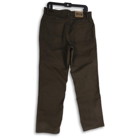 Mens Dark Green 5-Pocket Design Straight Leg Hiking Chino Pants Size 32X30 image number 2