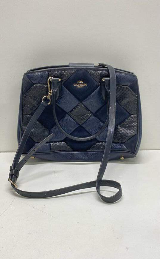 Coach Leather Patchwork Empire Carryall Satchel Blue image number 1