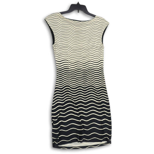 NWT Womens White Black Striped Ruched Knee Length Sheath Dress Size S image number 2
