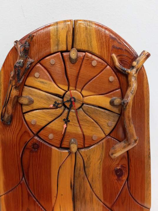 Handmade Wooden Clock 24" x 13.5" image number 2