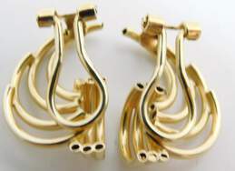 14k Yellow Gold Abstract Sculptural Clip On Earrings 2.8g alternative image