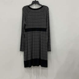 Womens Black Gray Animal Print Long Sleeve V-Neck Wrap Dress Size Medium alternative image