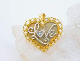 10K Two Tone Gold Love Always In My Heart Pendant 1.6g