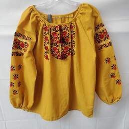Women's Unbranded Unsized Mustard Yellow Embroidered Blouse Estimated Size L