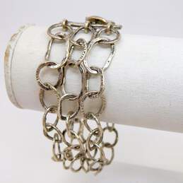 Didae Israel 925 Hammered Textured Ovals Linked Multi Chain Toggle Bracelet 28.7g alternative image