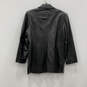 Womens Black Leather Long Sleeve Flap Pocket Button Front Jacket Size 16 image number 2