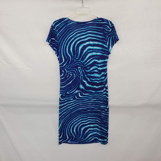 Jones New York Dark Blue Combo Patterned Faux Wrap Dress WM Size M NWT image number 1