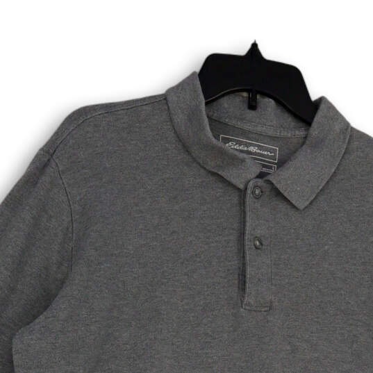 Womens Gray Long Sleeve Regular Fit Collared Button Front Polo Shirt Size L image number 3