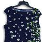 Chaps Womens Navy White Green Floral Sleeveless Ruched Sheath Dress Size XL image number 3